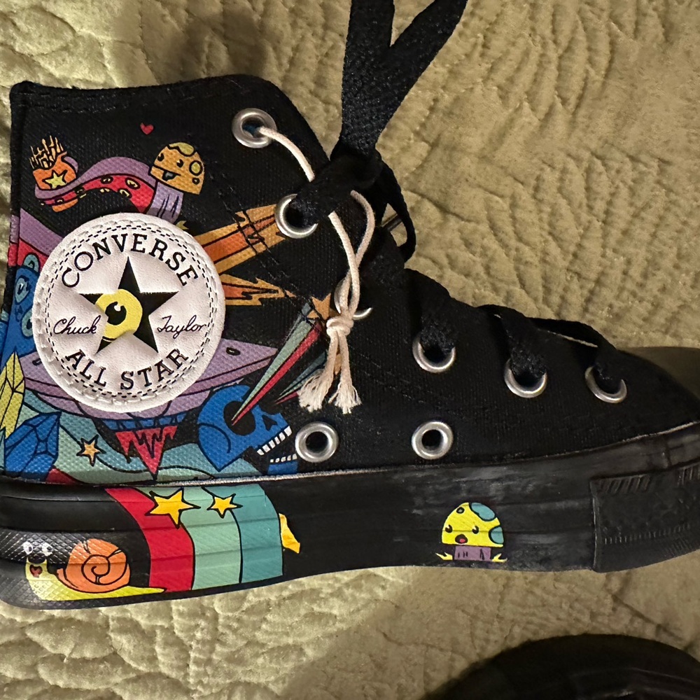 NEW Converse Kids Black Multicolor High-Tops size 11